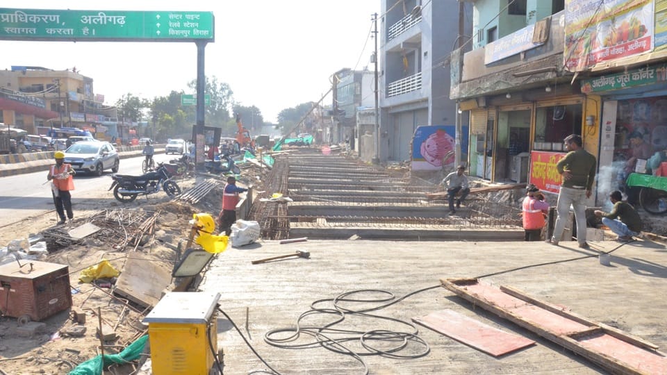 Service road construction work not completed