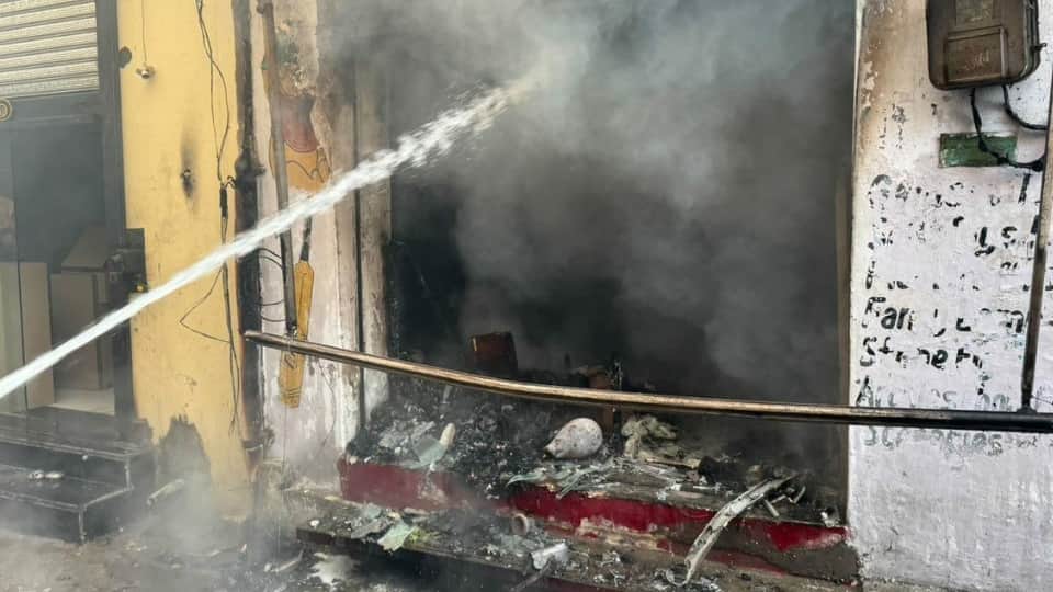 Fire broke out in a cosmetic shop in Derabassi