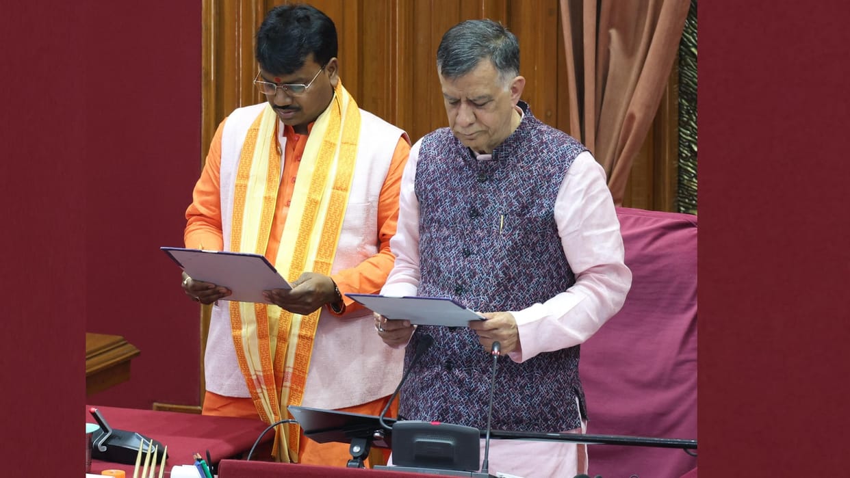 UP: Chandrabhanu Paswan takes oath as MLA.