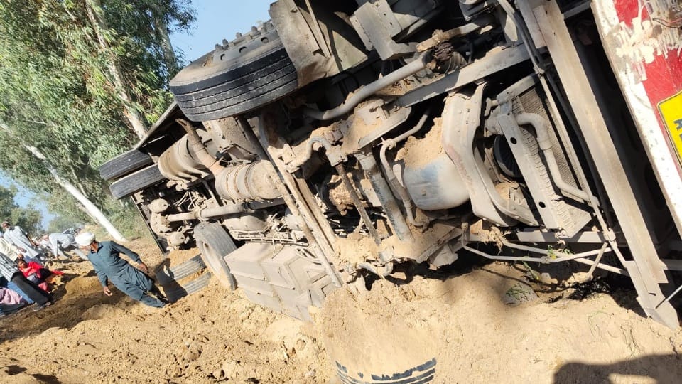 Roadways  bus collided with truck and overturned in Muktsar  many injured