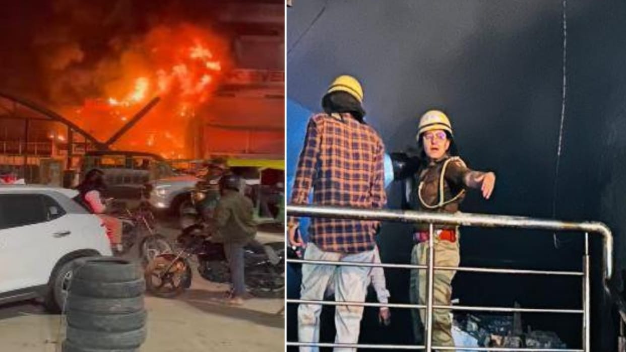 Jaipur: Fire Breaks Out in Electronics Shop on Sikar Road, Police Rescues Woman and Child Safely