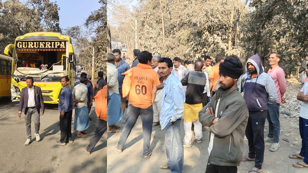 An uncontrolled truck hit a bus returning from Maha Kumbh there was a lot of screaming