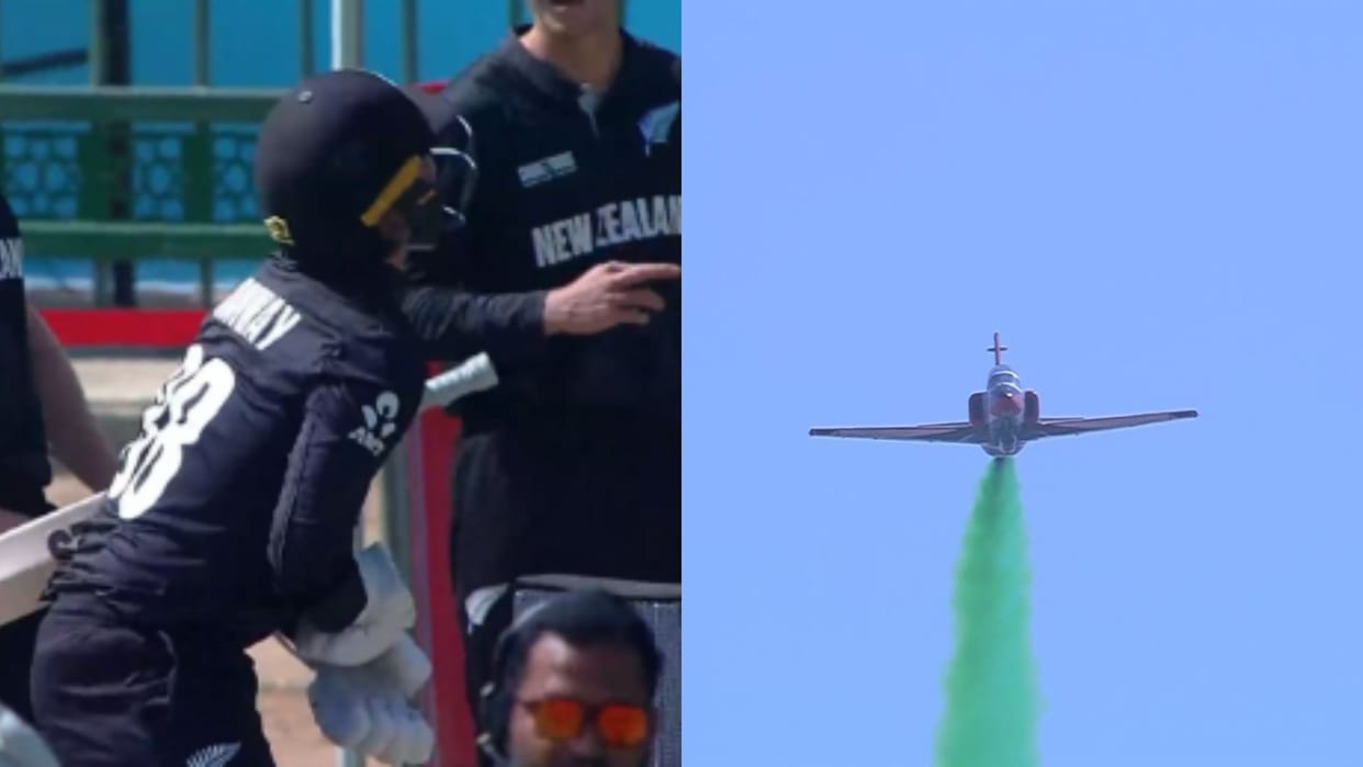 champions trophy 2025 Pakistan Air Force Show Scares New Zealand Players In Karachi video