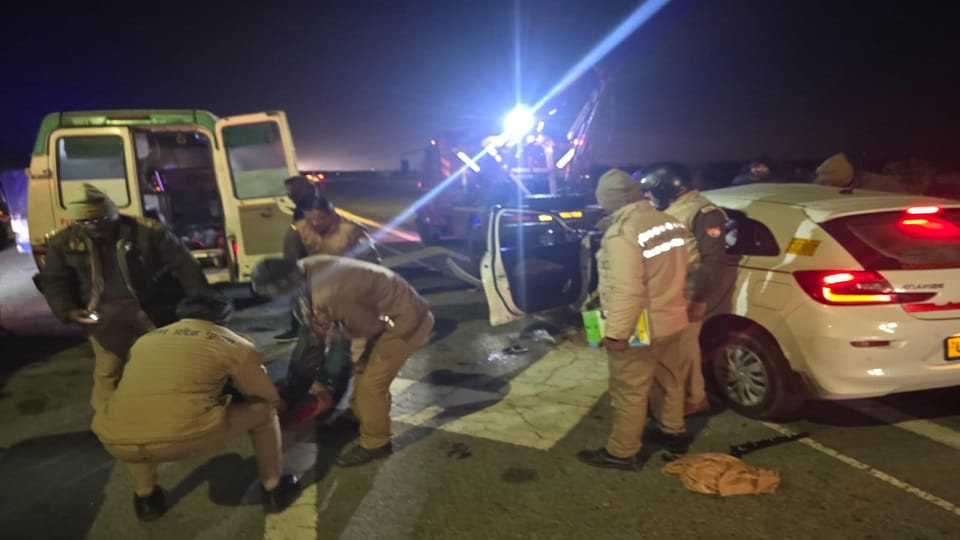 Horrific accident on Lucknow Expressway car collides with unknown vehicle three members of same family die