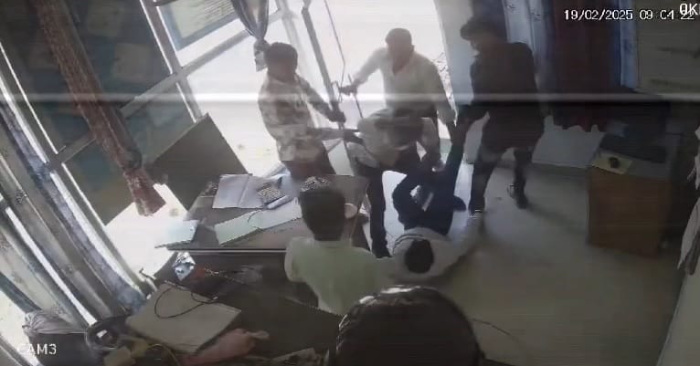 Bullies wreaked havoc at a petrol pump entered the office and beat  manager incident was captured on CCTV