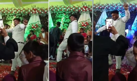 A young man danced on stage with a gun waved it drunk during the jaimala ceremony arrested