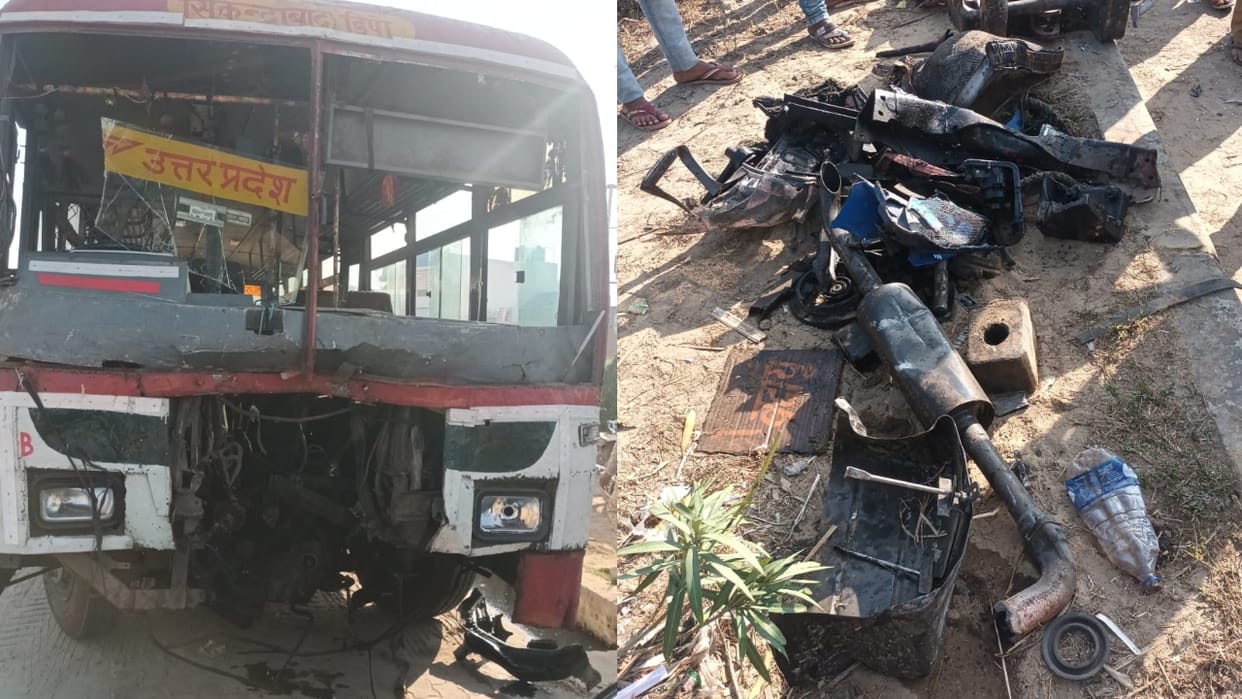 17 injured as roadways bus and sugarcane loaded tractor trolley in Budaun
