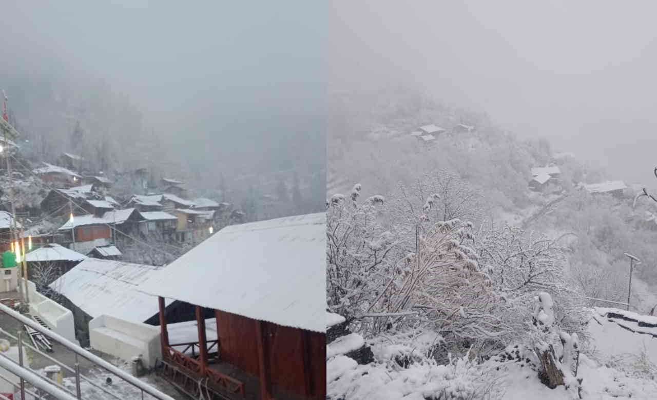 Uttarakhand weather rain snowfall in gangotri Yamunotri Mukhba increased cold Kedarnath Badrinath watch Photos