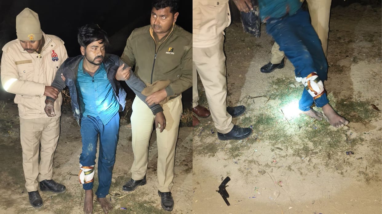 Animal smuggler arrested after being shot in police encounter in azamgarh