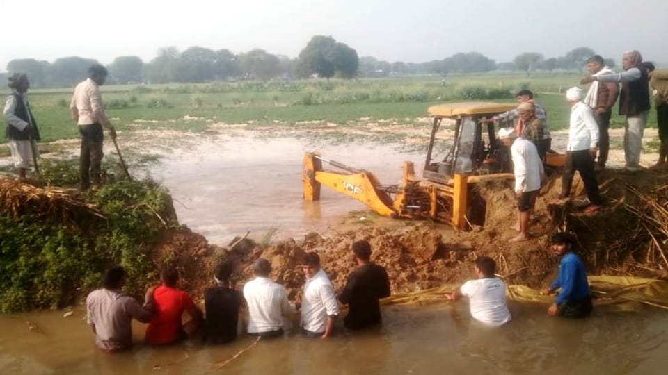 Wheat and potato crops lost due to cutting of Rajbeha track