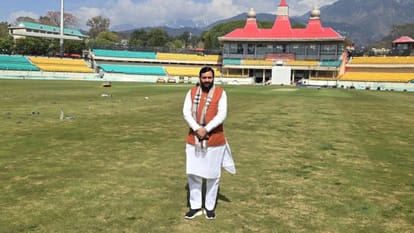 धर्मशाला स्टेडियम में हरियाणा के मुख्यमंत्री नायब सैनी।