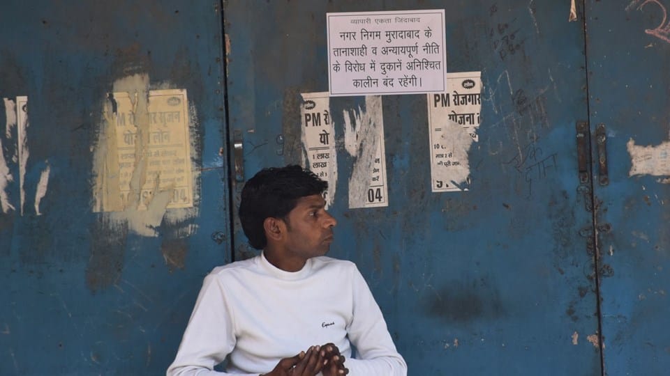 Moradabad Shop sealed: Traders angry with rent hike block roads, protest against municipal corporation