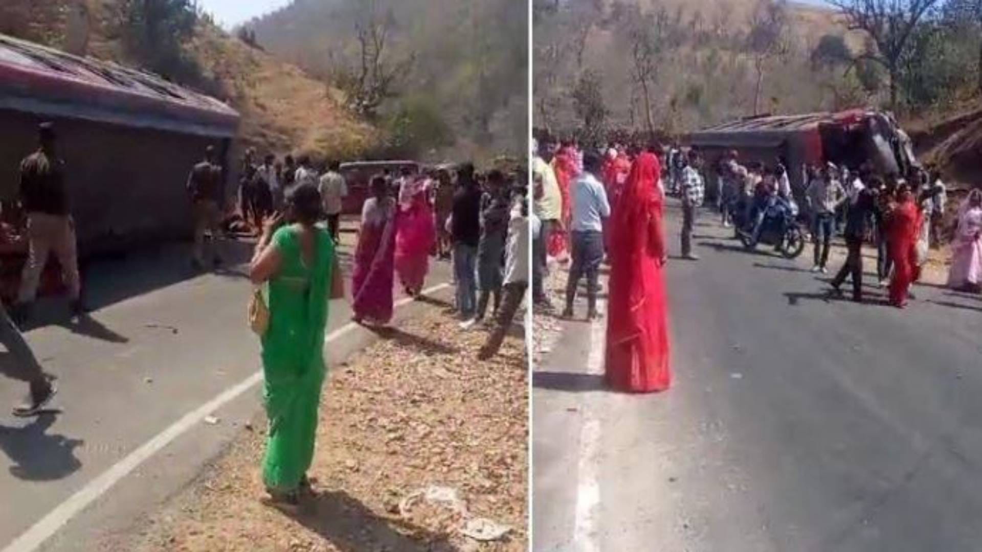 Udaipur Speed wreaks havoc on NH 58 bus overturns after losing control two killed after being crushed tyres
