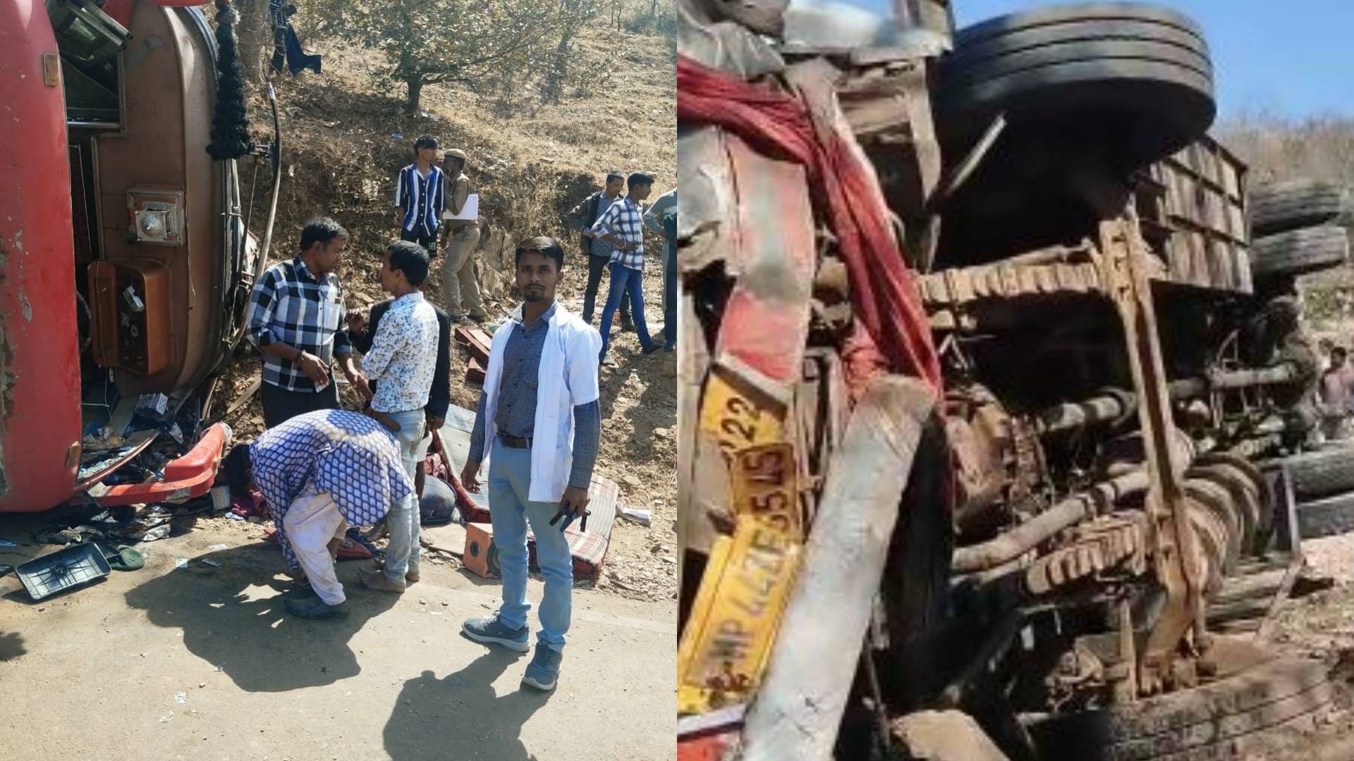 Udaipur Speed wreaks havoc on NH 58 bus overturns after losing control two killed after being crushed tyres