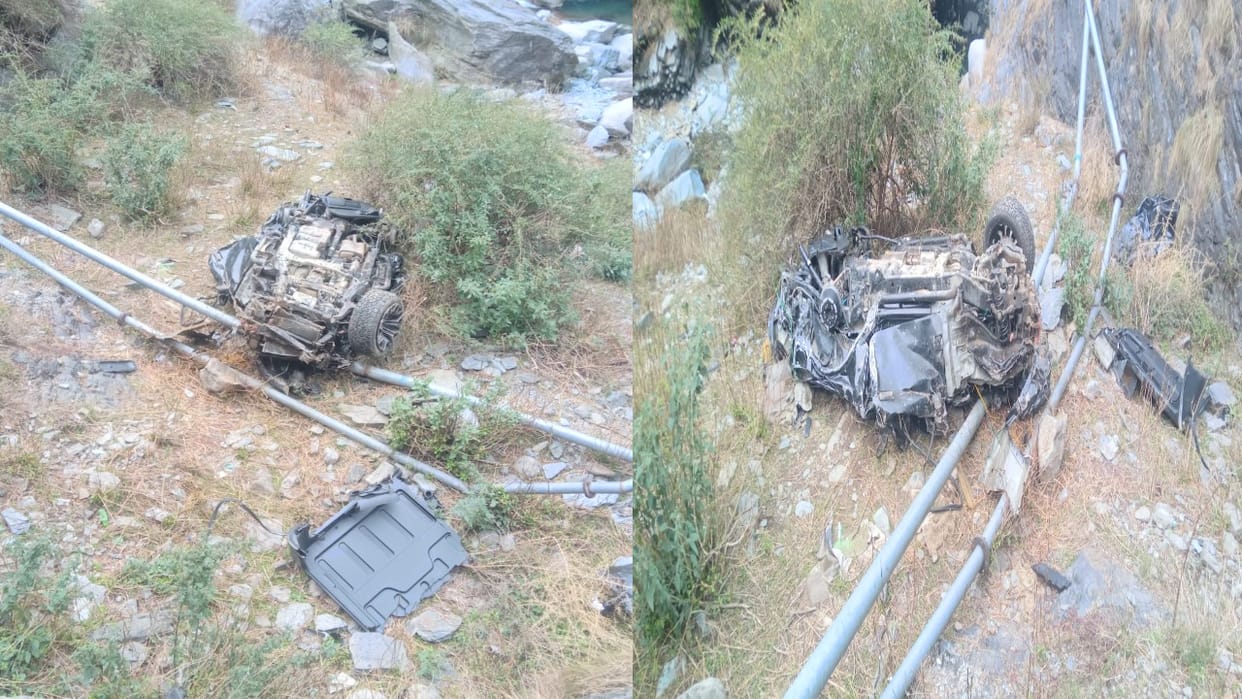Dharamshala: Car lost control and fell from a hill in Kharauta, driver injured