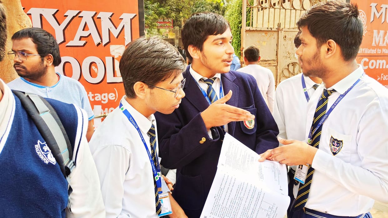 CBSE exam in varanasi students confused in Physics paper problems in magnetism