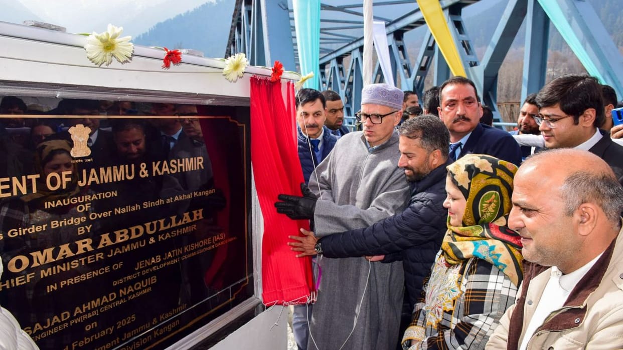 J&K: CM inaugurates Akhal bridge built on Sindh river; The foundation stone was laid in 2008
