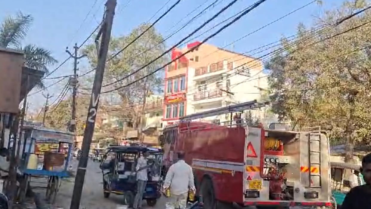 Pigeon stuck to the pole fire brigade reached the spot operation launched to save the pigeon
