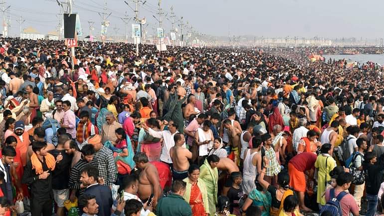 Actor Akshay Kumar takes a holy dip in Sangam waters during ongoing Mahakumbh in UP Prayagraj