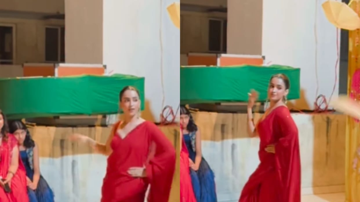 Sanya Malhotra dance on song Jalebi Bai wearing maroon saree video goes viral on Social Media