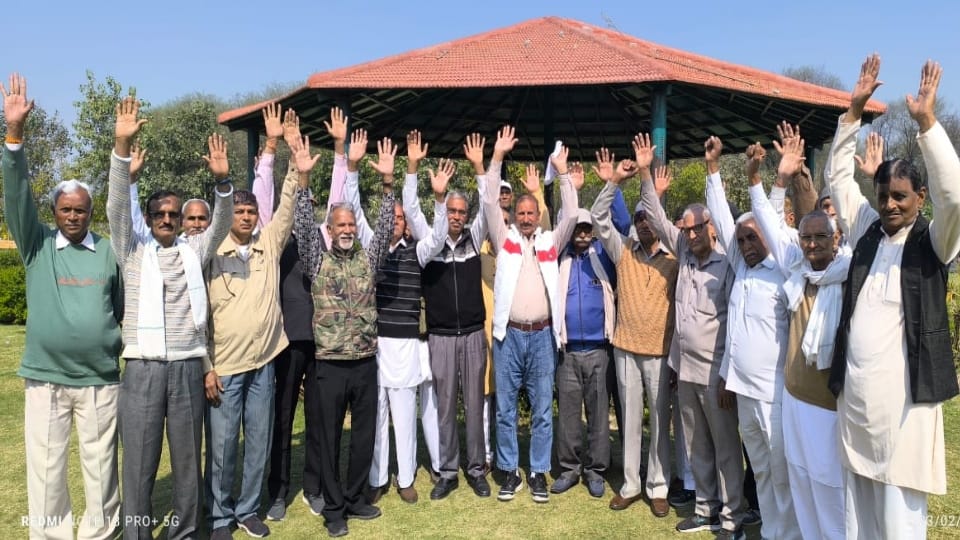 Former paramilitary personnel demonstrated in Sonipat for restoration of old pension and other demands