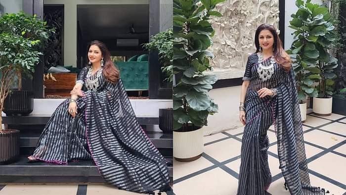 Saree For Wedding above 40 and feel hesitant in wearing saree take ideas from Bhagyashree Looks disprj