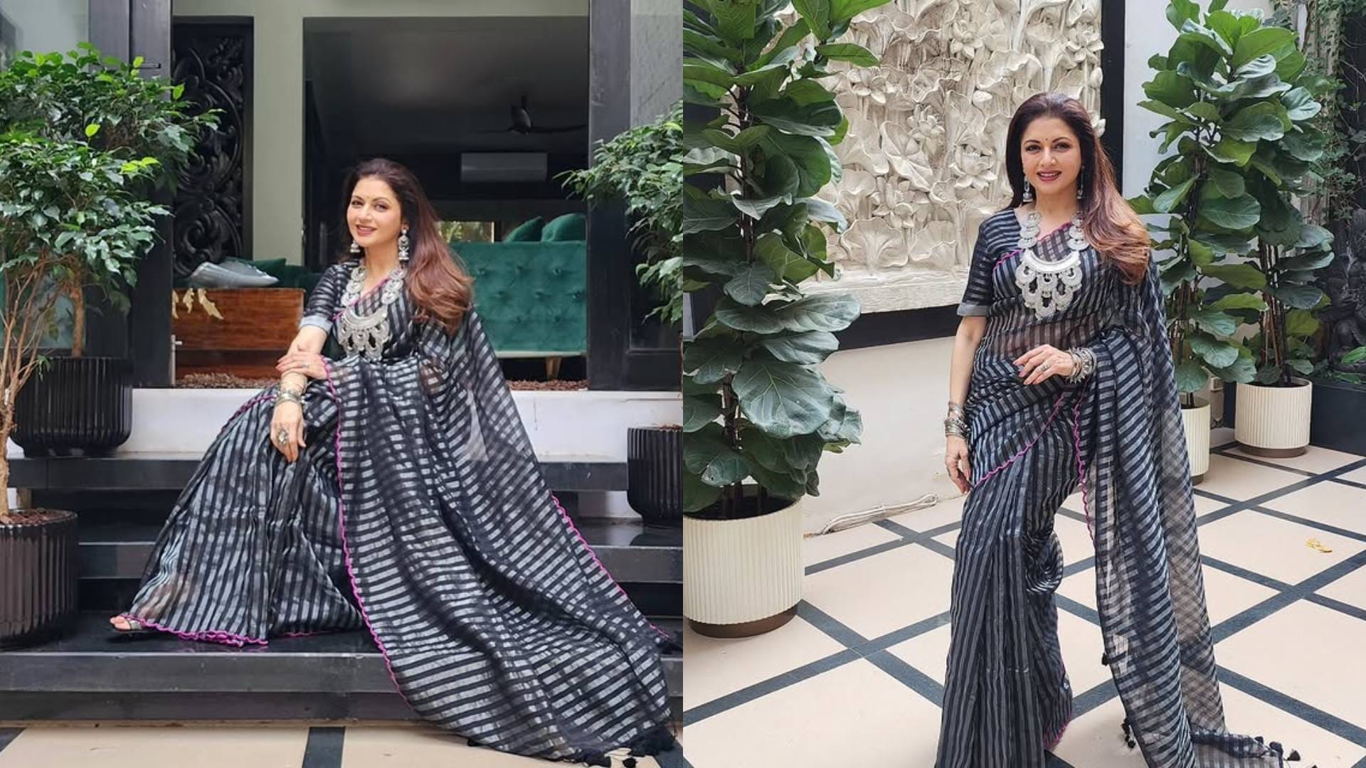 Saree For Wedding above 40 and feel hesitant in wearing saree take ideas from Bhagyashree Looks disprj