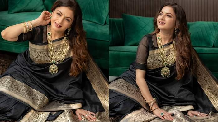 Saree For Wedding above 40 and feel hesitant in wearing saree take ideas from Bhagyashree Looks disprj