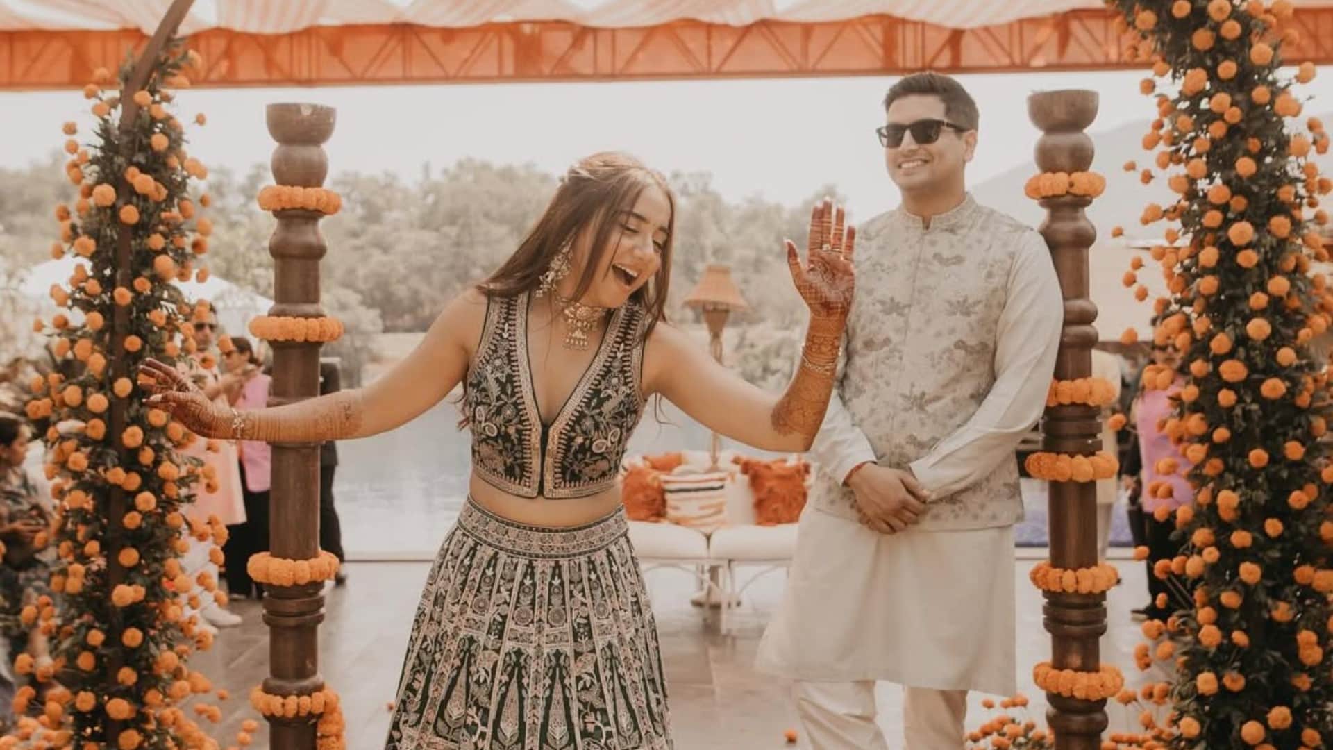 Prajakta Koli shared pictures of pre wedding ceremony actress hot romance with her fiance Vrishank Khanal