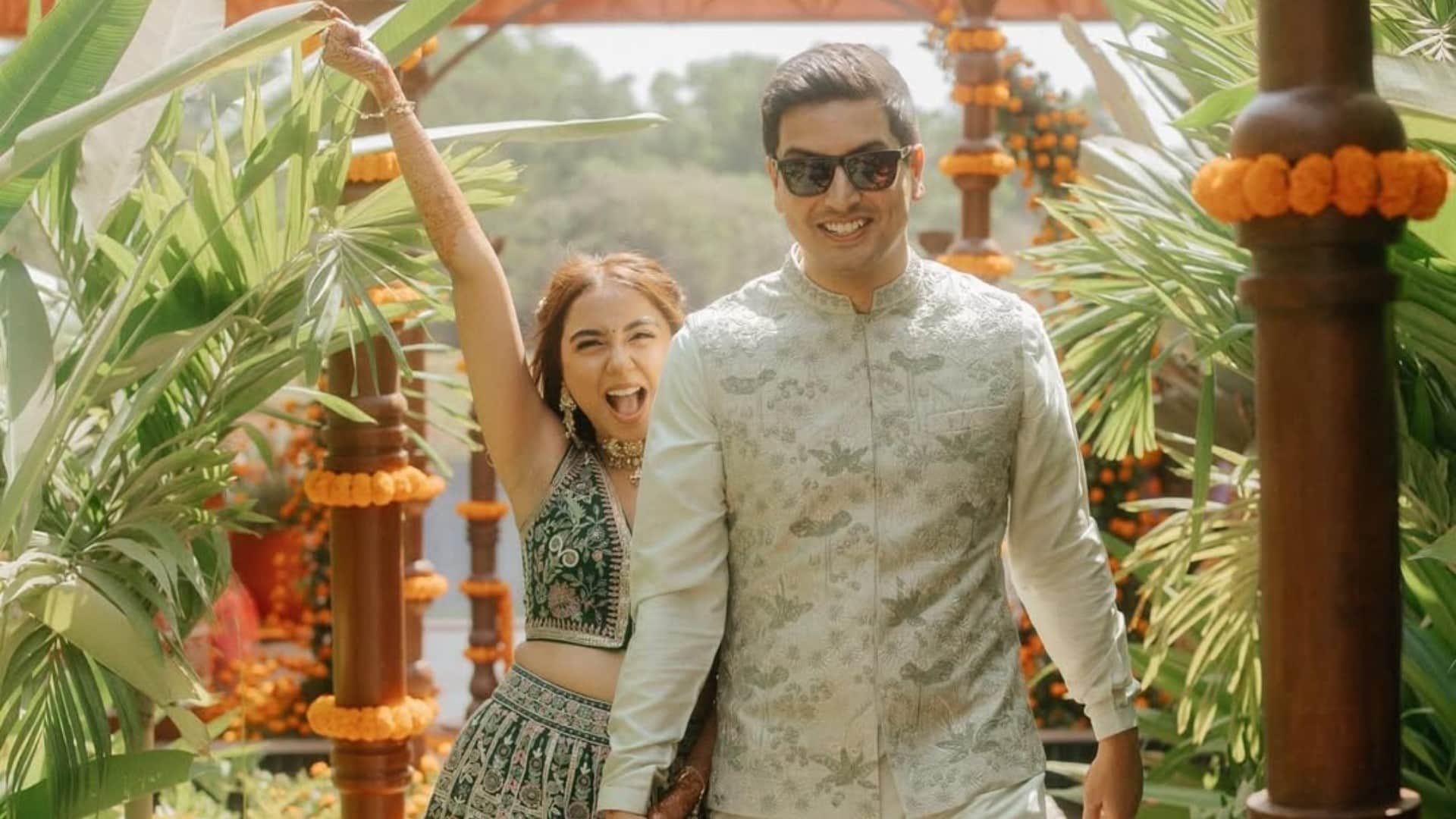 Prajakta Koli shared pictures of pre wedding ceremony actress hot romance with her fiance Vrishank Khanal