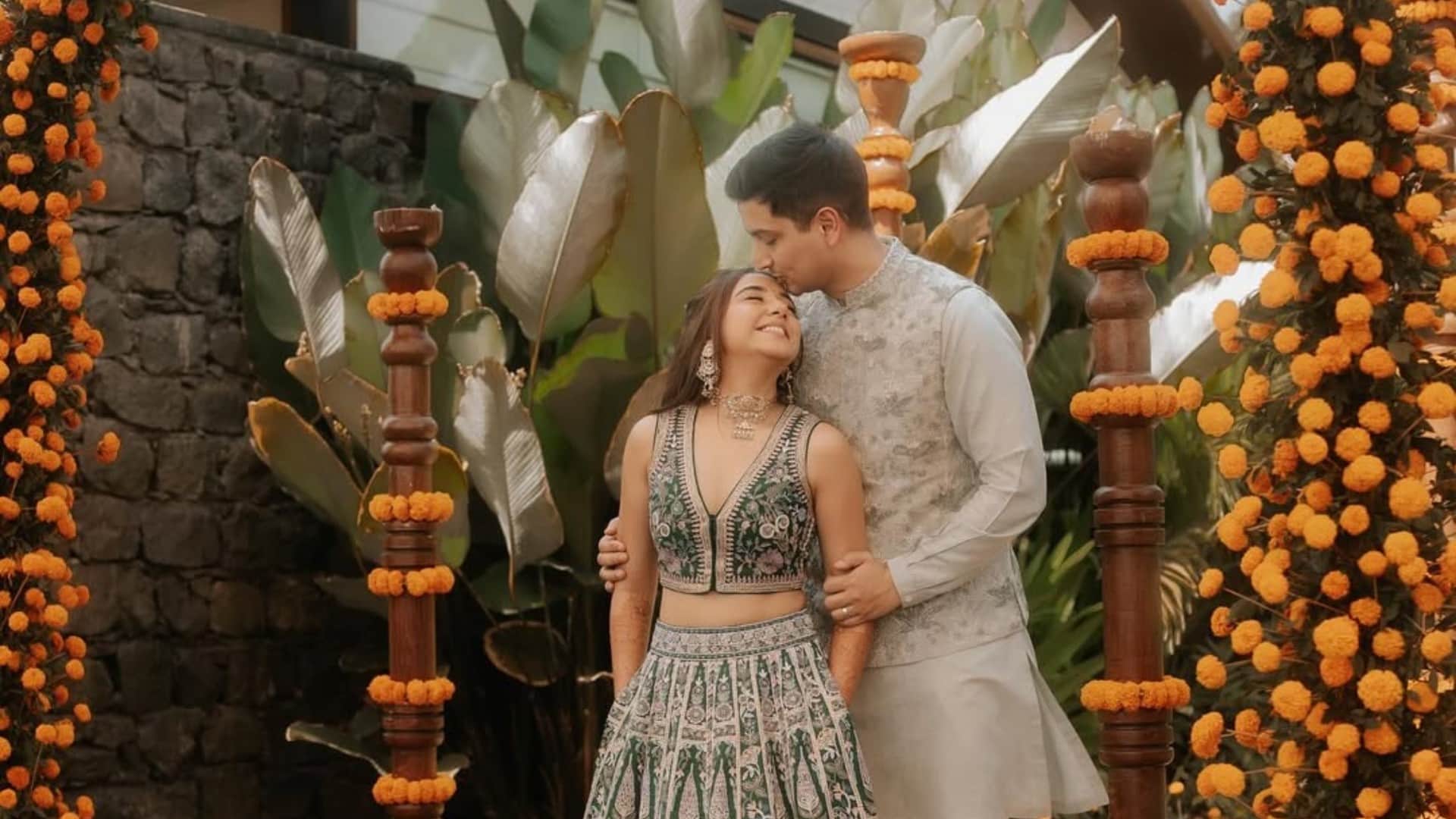 Prajakta Koli shared pictures of pre wedding ceremony actress hot romance with her fiance Vrishank Khanal