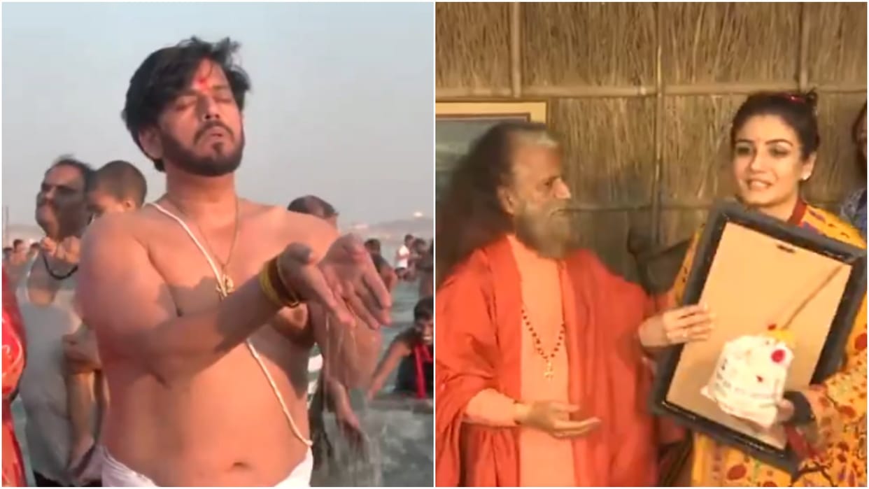 Mahakumbh: Raveena Tandon Rasha Thadani at Prayagraj BJP MP Ravi Kishan also took a holy dip offered prayers