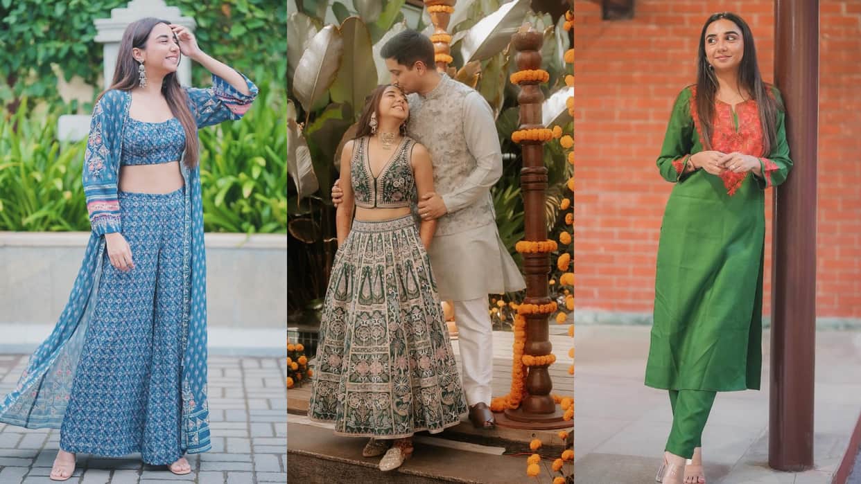 Prajakta Koli Looks ethnic to western images viral wedding ceremony of Prajakta Koli and Vrishank Khanal