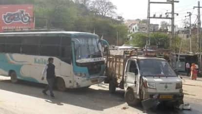 Rajsamand Trailer went out of control due to brake failure hit four vehicles including bus
