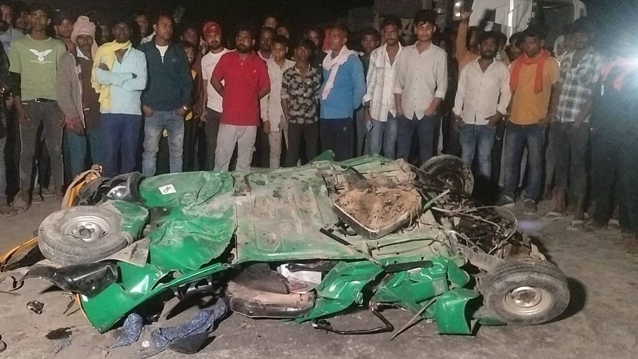 Bihar Road Accident truck overturned on auto rickshaw National Highway-19 in Sasaram two people died