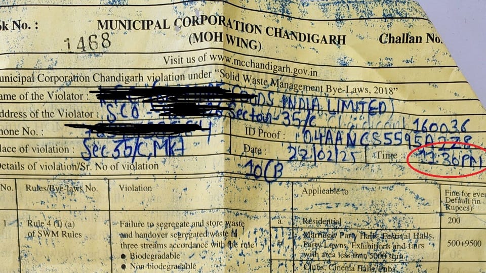 chandigarh Former corporation official got Restaurant challan issued late night