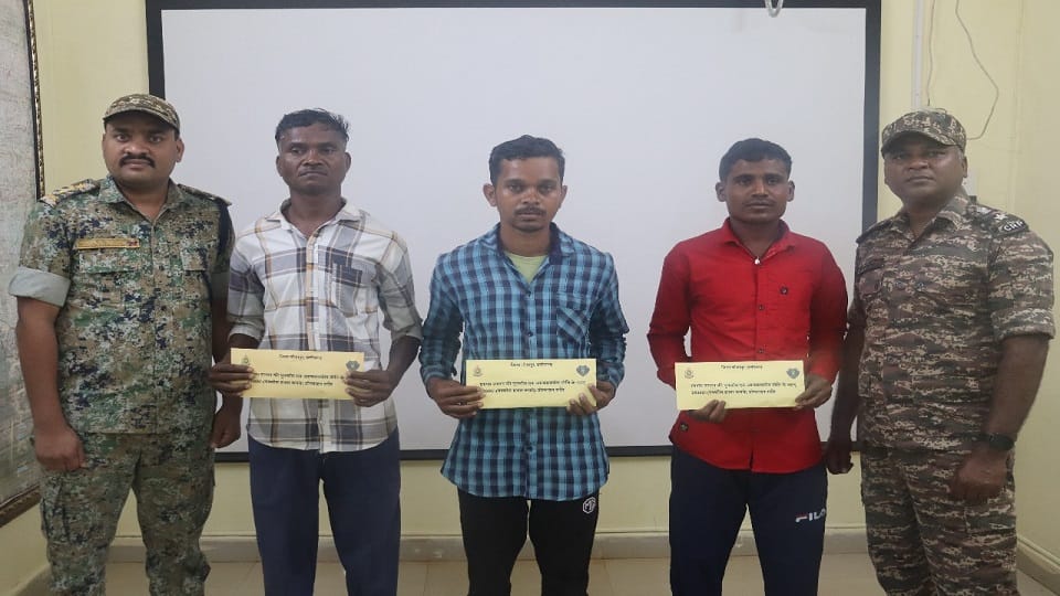 Three Naxalites including two with a reward of Rs 1 lakh each surrendered this year 45 Maoists have surrender