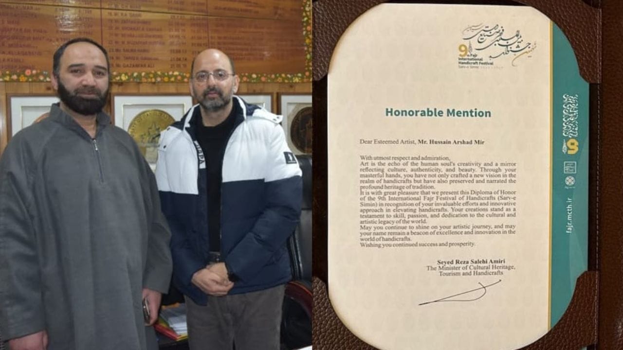 Kashmir: Kashmiri artisan Mir Arshid won first prize in Iranian Crafts Festival, dedicated his life to art.