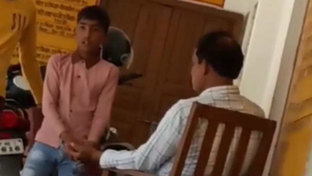 Video of Guruji giving massage in government school goes viral explanation sought from the principal