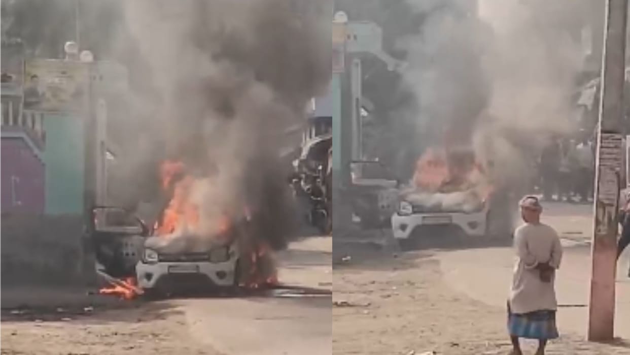 young man set his car on fire at his in-laws house in ballia