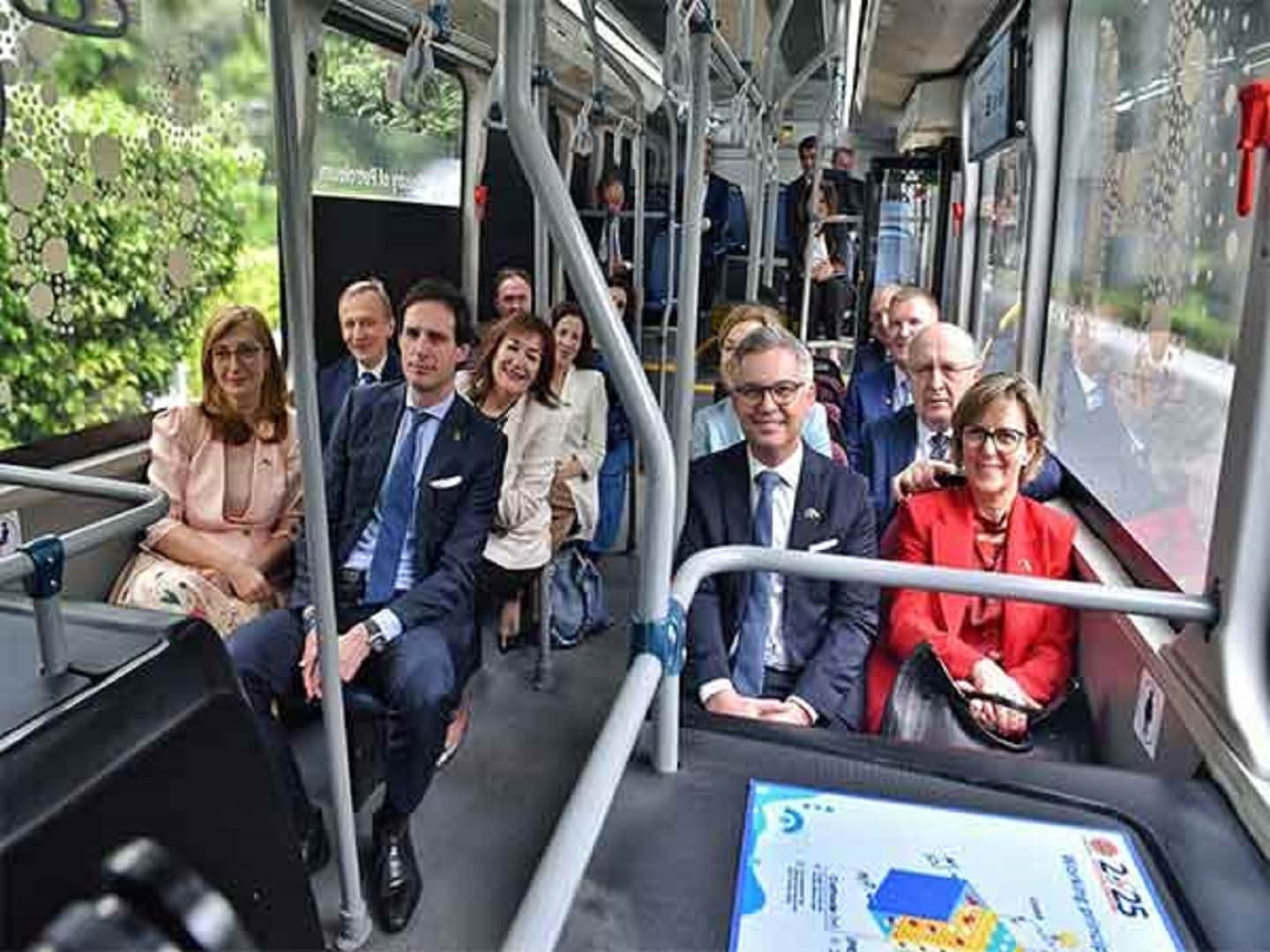 European Commission President Ursula von der Leyen EU commissioners take Hydrogen Bus to bilateral talks venue