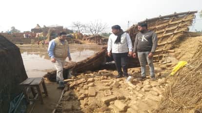 hut fallen due to rain