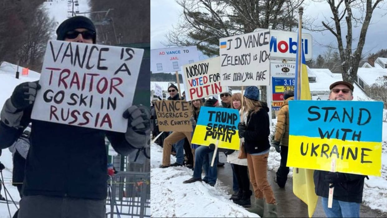 JD Vance surrounded after arguing with Zelensky; Ukrainian supporters protest in Vermont, advised to go to Rus