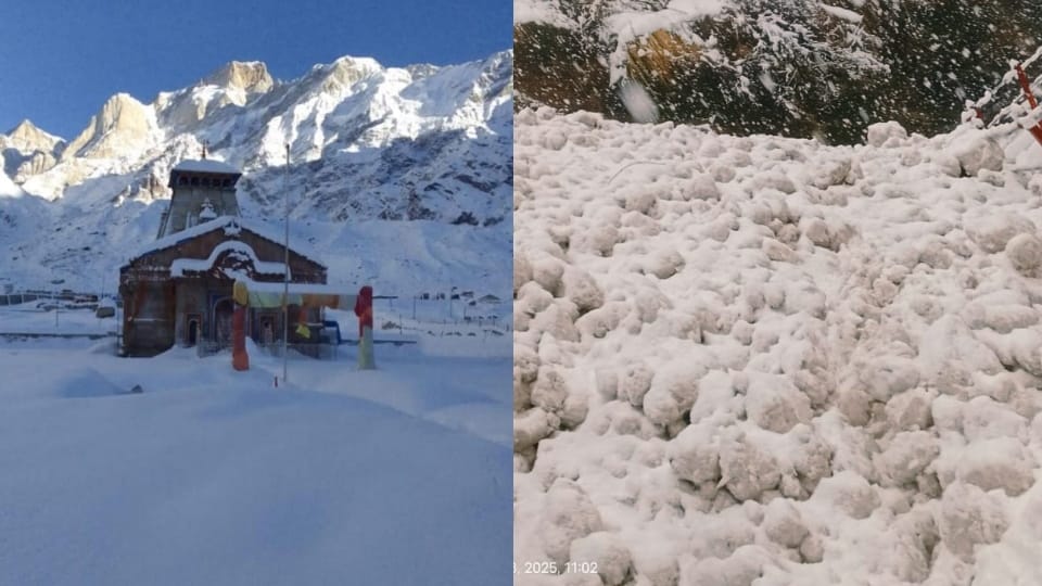 Kedarnath Dham Covered with Heavy snow Iceberg active on walking path from Rambada to Rudra Point