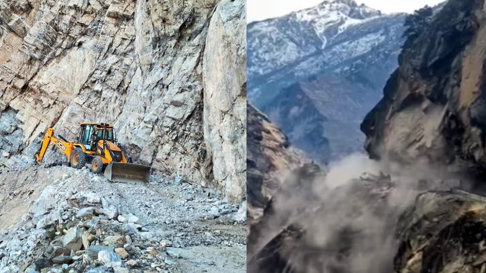 Chamoli News : Rock collapsed on Malari highway, traffic remained closed for one hour