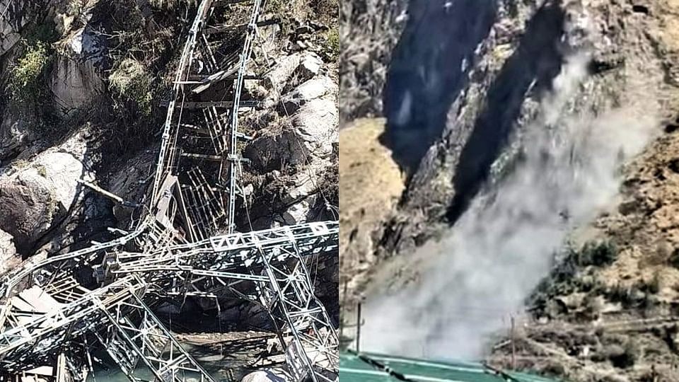 Chamoli News Motor Bridge Connecting Hemkund Sahib Built in Govindghat Collapsed Due to Rock Fall One Dead