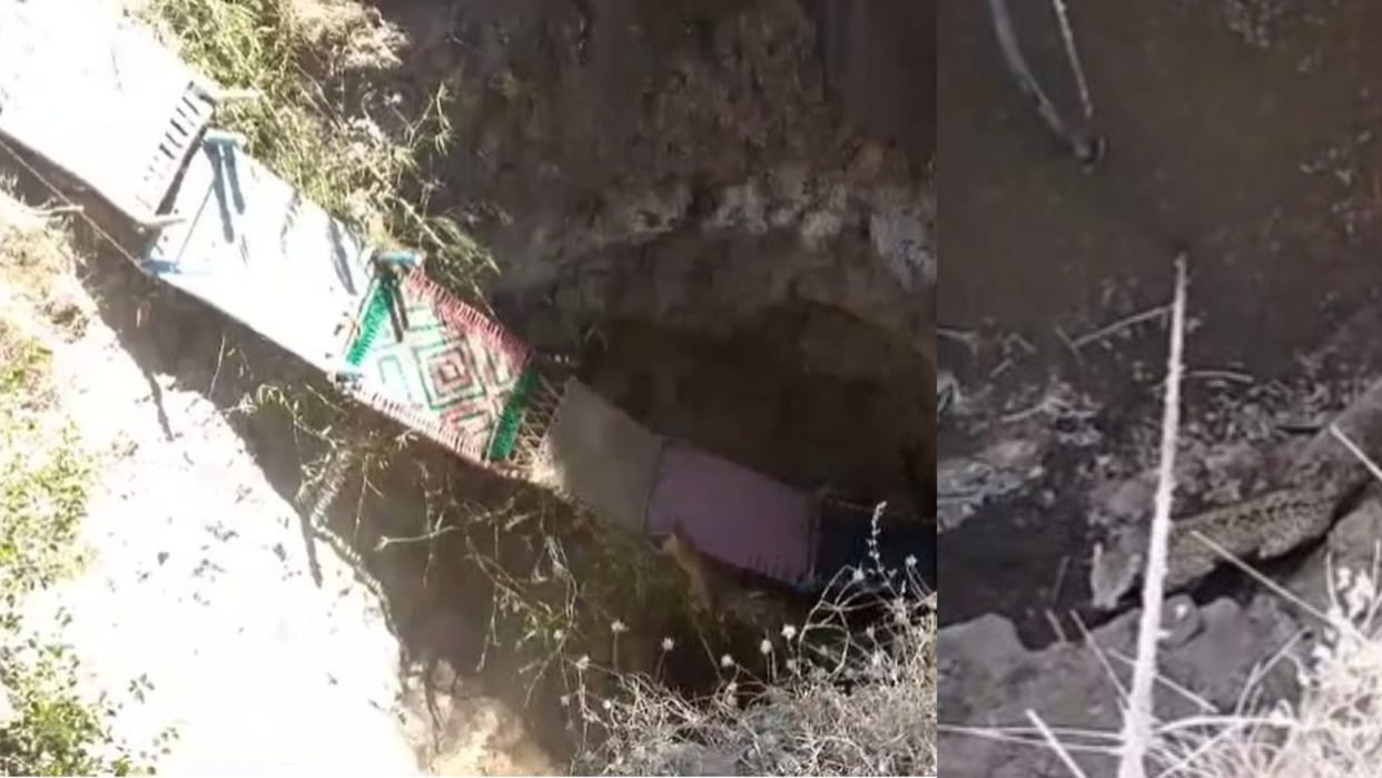 Leopard fell into the well, was rescued with the help of a cot and ran out towards the forest