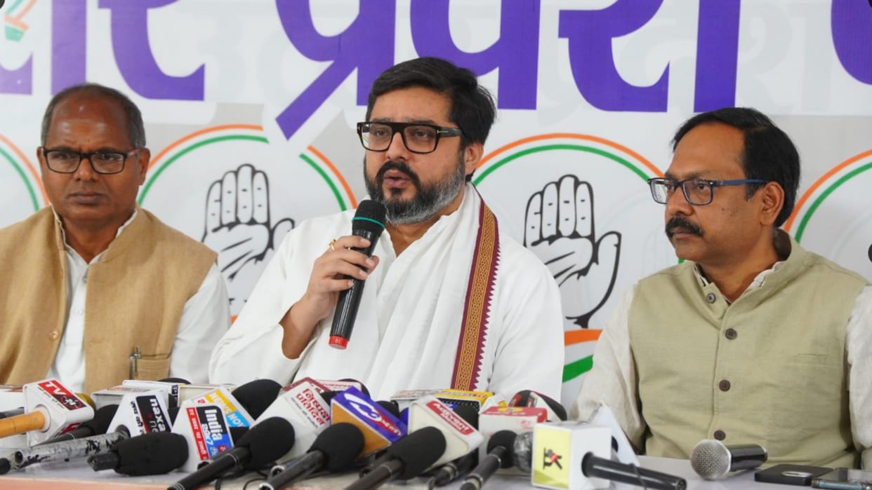 Congress MP Tanuj Puniya press conference in Lucknow.