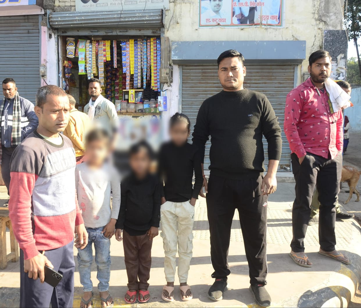 Sanitation worker sits on dharna with three children upset over not getting salary