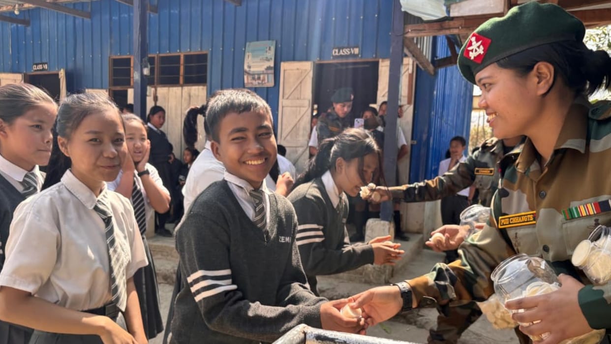 Assam Rifles Officers met students gave information about better career in Indian Armed Forces